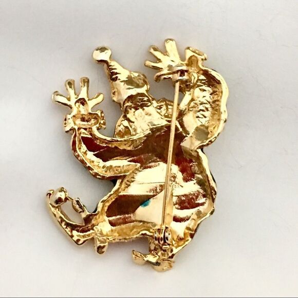 Vintage Clown Enamel Brooch Red Gold 1035 - Picture 2 of 4